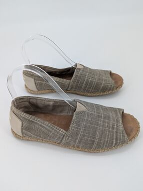 Toms Alpagarta Espadrilles Flats Peep Toe Slip On Canvas Simple Women's 7 Grey